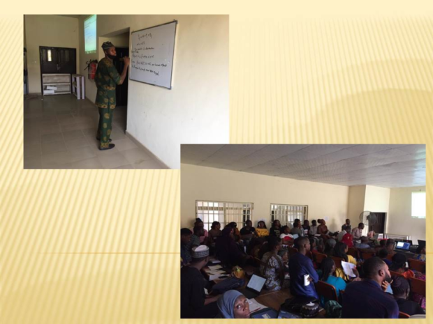 Postgraduate students of Biological Sciences receiving lecture from a statistician on Biostatistical analysis using MINITAB and SPSS at the Nasarawa State University, Keffi, Nigeria. Photos taken by M.O. Adenomon.